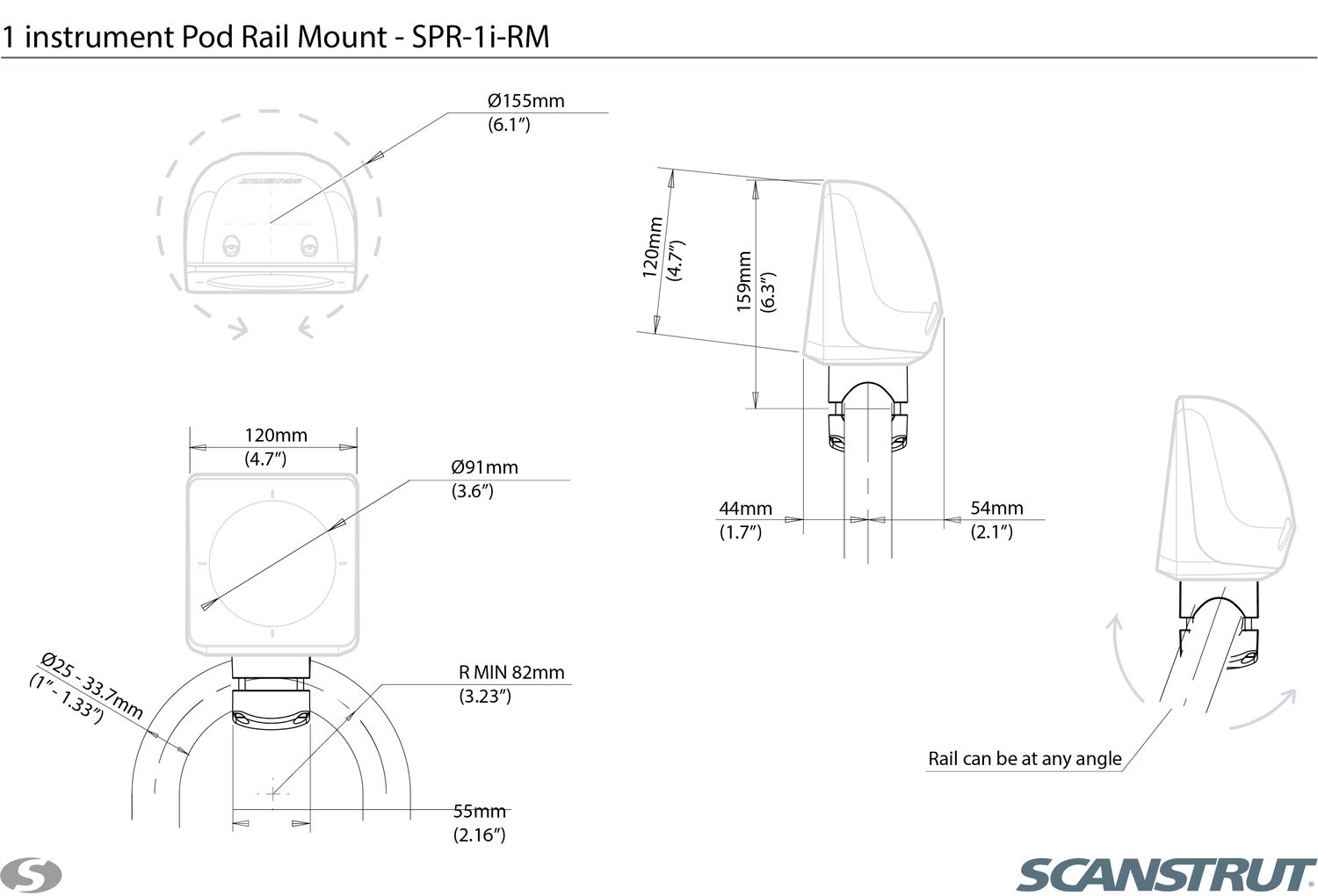Scanstrut Rail Pod Instrumentenhalterung SPR