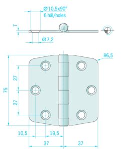 Roca Scharnier rostfreier Stahl 37+37x75x2,5mm ro 440092 roca scharnier rostfreier stahl 37 37x75x2 5mm 2