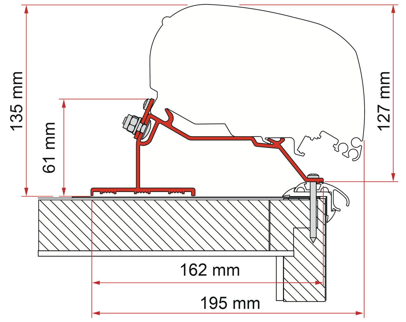 Adapter F80-F65 Caravan Roof 290 cm (S) Adapter F80-F65 Caravan Roof 290 cm (S)