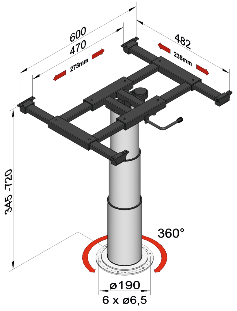 Liftgestell mit Verdrehung gussgrau Liftgestell mit Verdrehung gussgrau