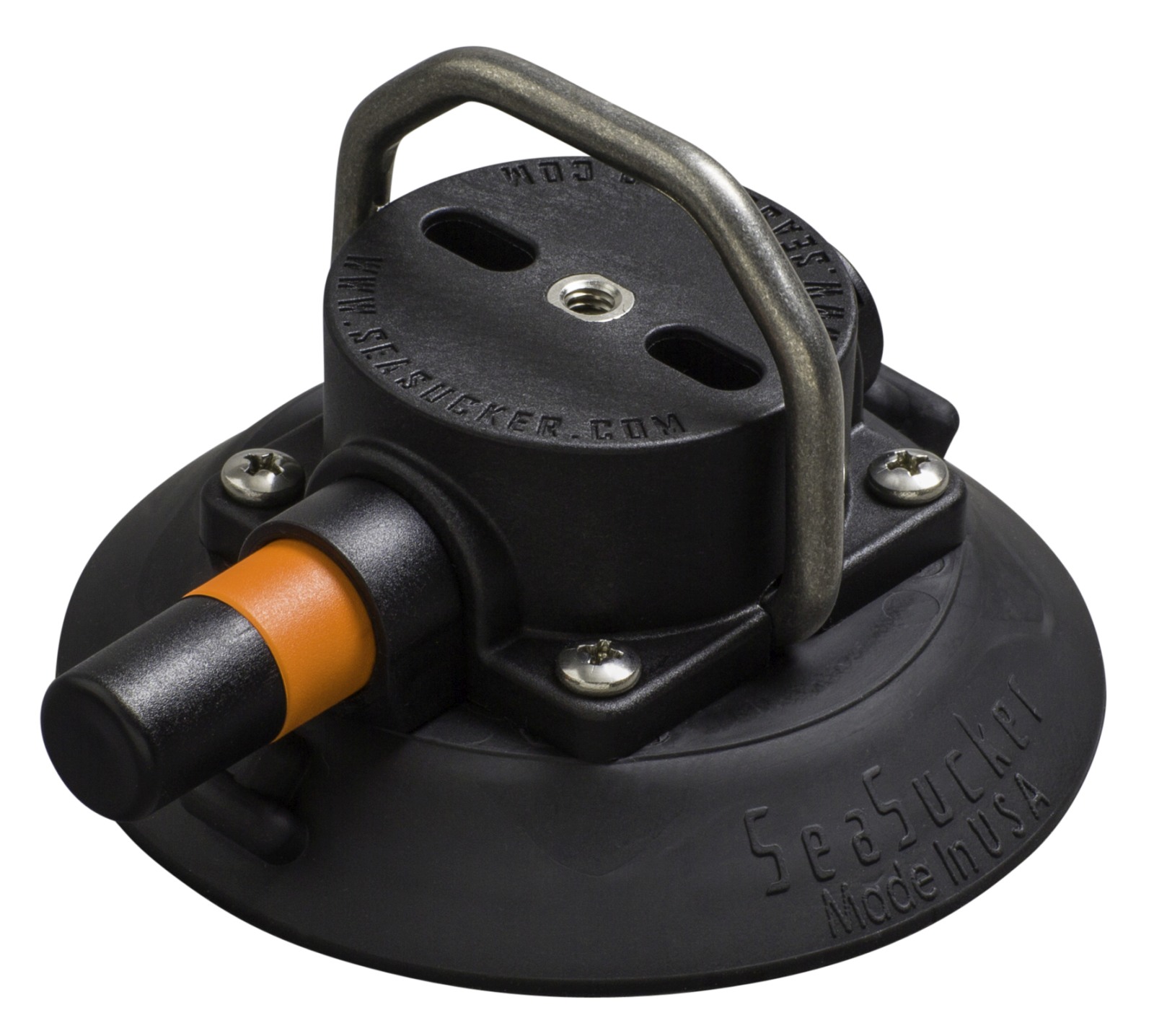 SEASUCKER Vakuum-Saugnapf mit D-Ring 110mm, flache Form, schwarz SEASUCKER Vakuum-Saugnapf mit D-Ring 110mm, flache Form, schwarz