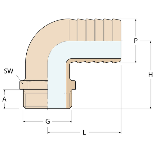 Guidi 90° Schlauchverbinder M - G 1/2'' Guidi 90° Schlauchverbinder M - G 1/2'' - Produktbild 2 - Artikel 0110.100127