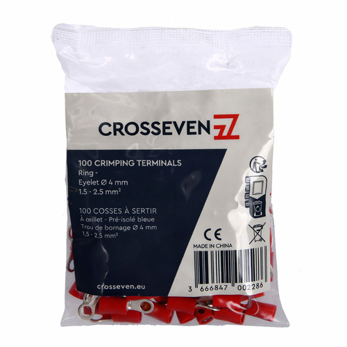 Crosseven Isolierte Ringkabelschuhe Rot ø6 mm Crosseven Isolierte Ringkabelschuhe Rot ø6 mm - Produktbild 2 - Artikel P204556