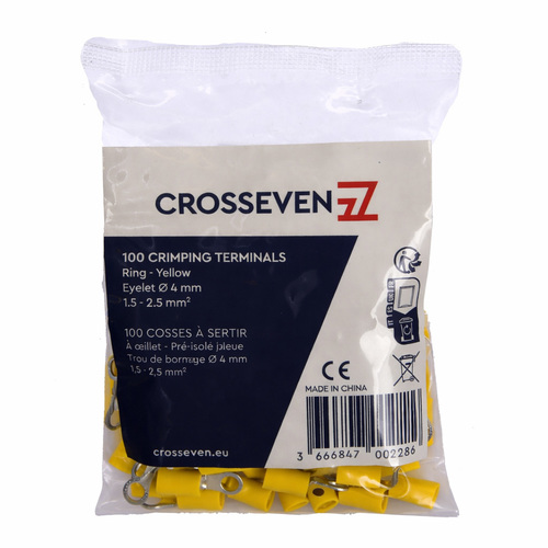 Crosseven Isolierte Ringkabelschuhe Gelb ø4 mm Crosseven Isolierte Ringkabelschuhe Gelb ø4 mm - Produktbild 2 - Artikel P204561