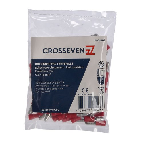 Crosseven Isolierte Rundstecker,Rot, 0,5-1,5 mm² Rot