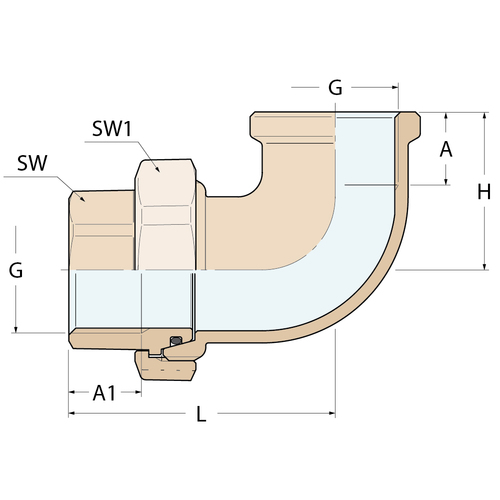 Guidi 90° Verschraubung FF - G 1/2'' Guidi 90° Verschraubung FF - G 1/2'' - Produktbild 2 - Artikel 0096.100004