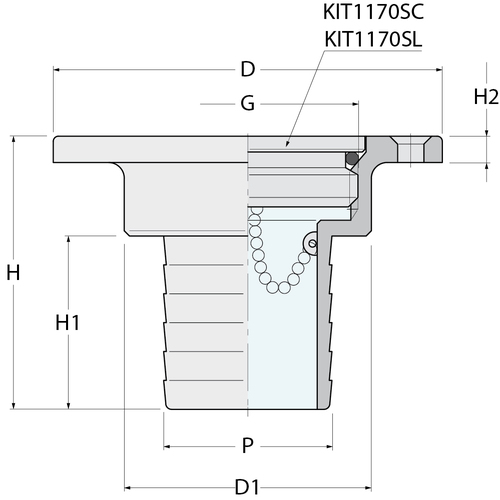 Guidi Deckseinfüllstutzen - G 1''1/2 P 40 Guidi Deckseinfüllstutzen - G 1''1/2 P 40 - Produktbild 2 - Artikel 1171.110169
