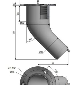 Roca Deckseinfüllstutzen 45 °für Schlauch ID=50mm Roca Deckseinfüllstutzen 45 °für Schlauch ID=50mm – Bild 2
