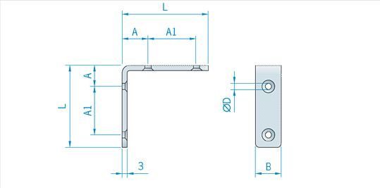 Roca Winkel rostfreier Stahl 70x18mm Roca Winkel rostfreier Stahl 70x18mm