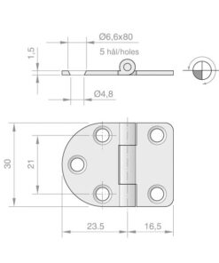 Roca Scharnier rostfreier Stahl 24+16,5x30mm verdeckt Roca Scharnier rostfreier Stahl 24+16,5x30mm verdeckt