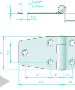 Roca Scharnier versetzt rostfreier Stahl 49,5+18x37x20mm Roca Scharnier versetzt rostfreier Stahl 49,5+18x37x20mm
