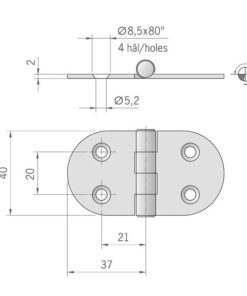 Roca Scharnier rostfreier Stahl 37+37x40mm verdeckt Roca Scharnier rostfreier Stahl 37+37x40mm verdeckt