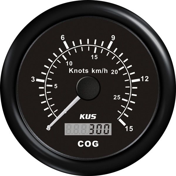 KUS Anzeige GPS Geschwindigkeit 0-60 Knoten D=85mm 12/24V schwarz