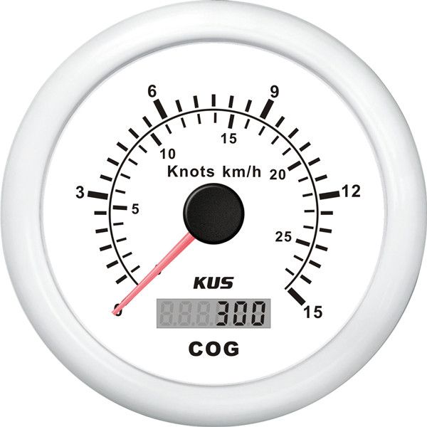 KUS Anzeige GPS Geschwindigkeit 0-30 Knoten D=85mm 12/24V weiss