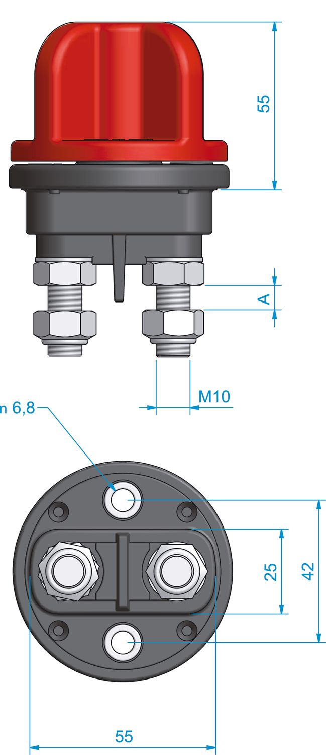 Roca Batteriehauptschalter gasdicht mit festem Schalter 250A-24V Roca Batteriehauptschalter gasdicht mit festem Schalter 250A-24V – Bild 2