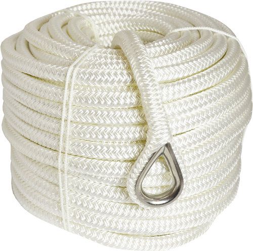 1852 Geflochtene Ankerleine mit Kausch rostfrei D=12mm L=40m weiss 1852 Geflochtene Ankerleine mit Kausch rostfrei D=12mm L=40m weiss