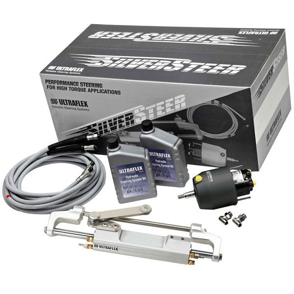 Ultraflex Hydrauliksteuerung für Aussenbordmotoren bis 257kW (350PS) - UP28F-SVS. UC130/2-SVS. Hydraulikschlauch 2 x 8m. Fittinge. 2l Hydrauliköl Ultraflex Hydrauliksteuerung für Aussenbordmotoren bis 257kW (350PS) - UP28F-SVS. UC130/2-SVS. Hydraulikschlauch 2 x 8m. Fittinge. 2l Hydrauliköl