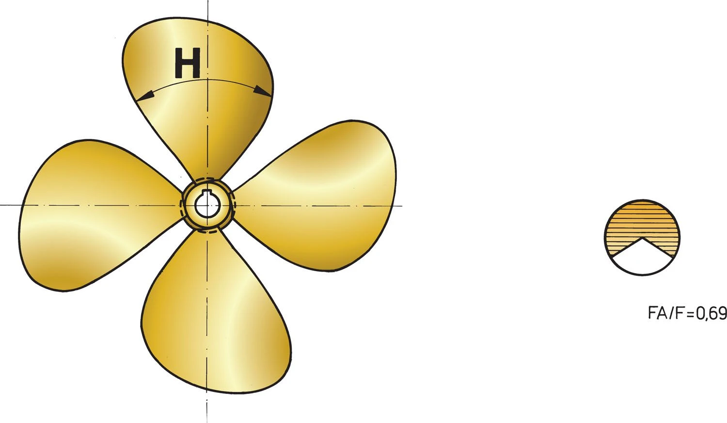 Vetus P4E Propeller 24'Ø, 14' Steigung VETUS 4-bladed propeller P4E, 24" x 14", left-handed