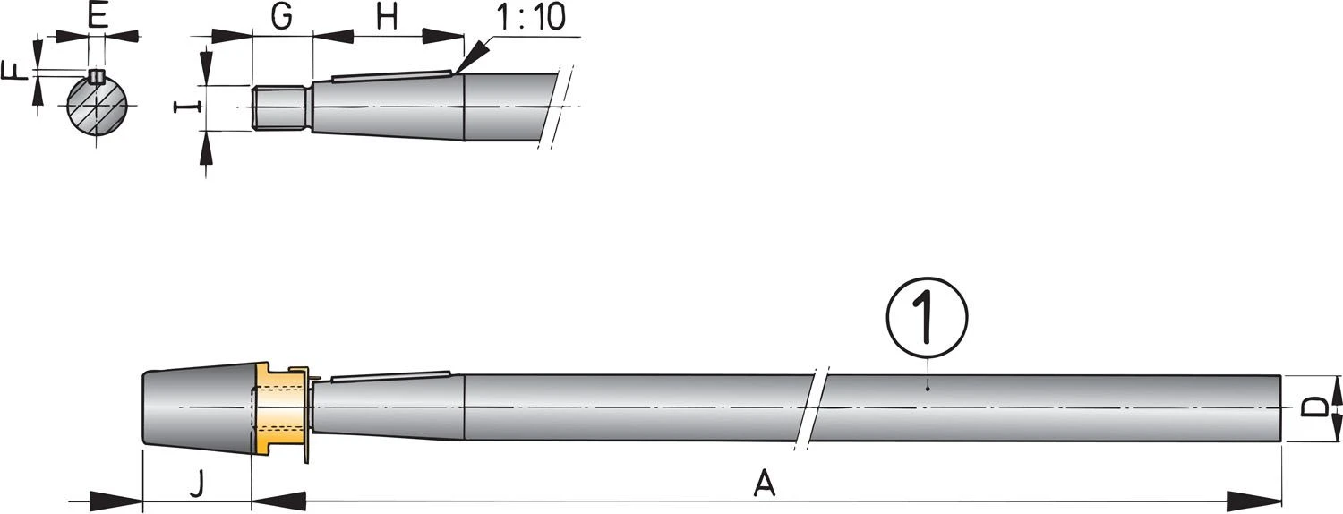 Vetus Niro-Welle mit Hutmutter L=2000mm,Ø35mm VETUS propeller shaft, duplex stainless steel, 35 mm, length 2000 mm