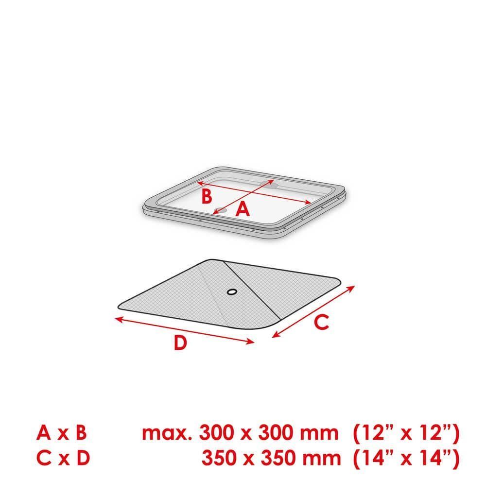 Waterline Moskitonetz verdunkelnd 800x800mm für Decksluken mit Innenmass 720x720mm Waterline Moskitonetz verdunkelnd 800x800mm für Decksluken mit Innenmass 720x720mm – Bild 4