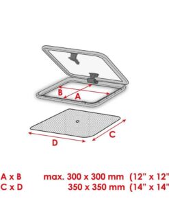 Waterline Moskitonetz 350x350mm für Decksluken mit Innenmass 300x300mm Waterline Moskitonetz 350x350mm für Decksluken mit Innenmass 300x300mm – Bild 3