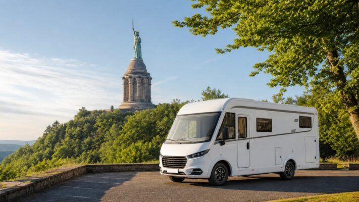 Teaserbild fuer den Lembus Wohnmobil-Guide Deutschland mit Wohnmobil am Hermannsdenkmal