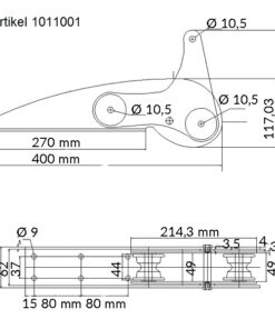 1852 Ankerrolle rostfreier Stahl max. 15kg Anker L=400mm 1852 Ankerrolle rostfreier Stahl max. 15kg Anker L=400mm – Bild 2