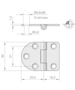 Roca Scharnier rostfreier Stahl 24+16,5x30mm verdeckt Roca Scharnier rostfreier Stahl 24+16,5x30mm verdeckt – Bild 2