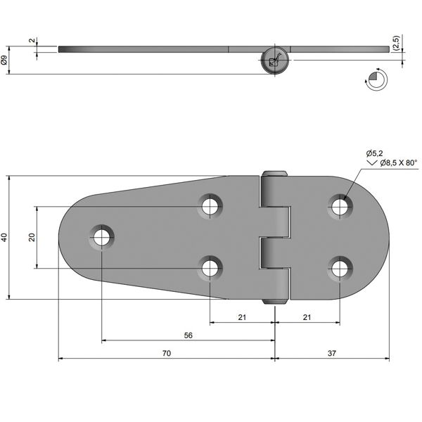 Scharnier Edelstahl 107 x 40mm Scharnier Edelstahl 107 x 40mm – Bild 2