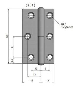 Scharnier Edelstahl 55 x 18,7mm Scharnier Edelstahl 55 x 18,7mm – Bild 2