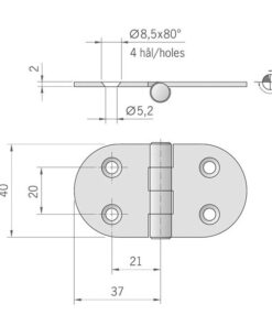 Roca Scharnier rostfreier Stahl 37+37x40mm verdeckt Roca Scharnier rostfreier Stahl 37+37x40mm verdeckt – Bild 2