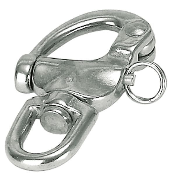 1852 Schnappschäkel mit Wirbelauge rostfreier Stahl L=87mm 1852 Schnappschäkel mit Wirbelauge rostfreier Stahl L=87mm