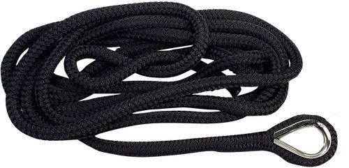 1852 Geflochtener Festmacher mit Kausch D=12mm L=4m schwarz 1852 Geflochtener Festmacher mit Kausch D=12mm L=4m schwarz