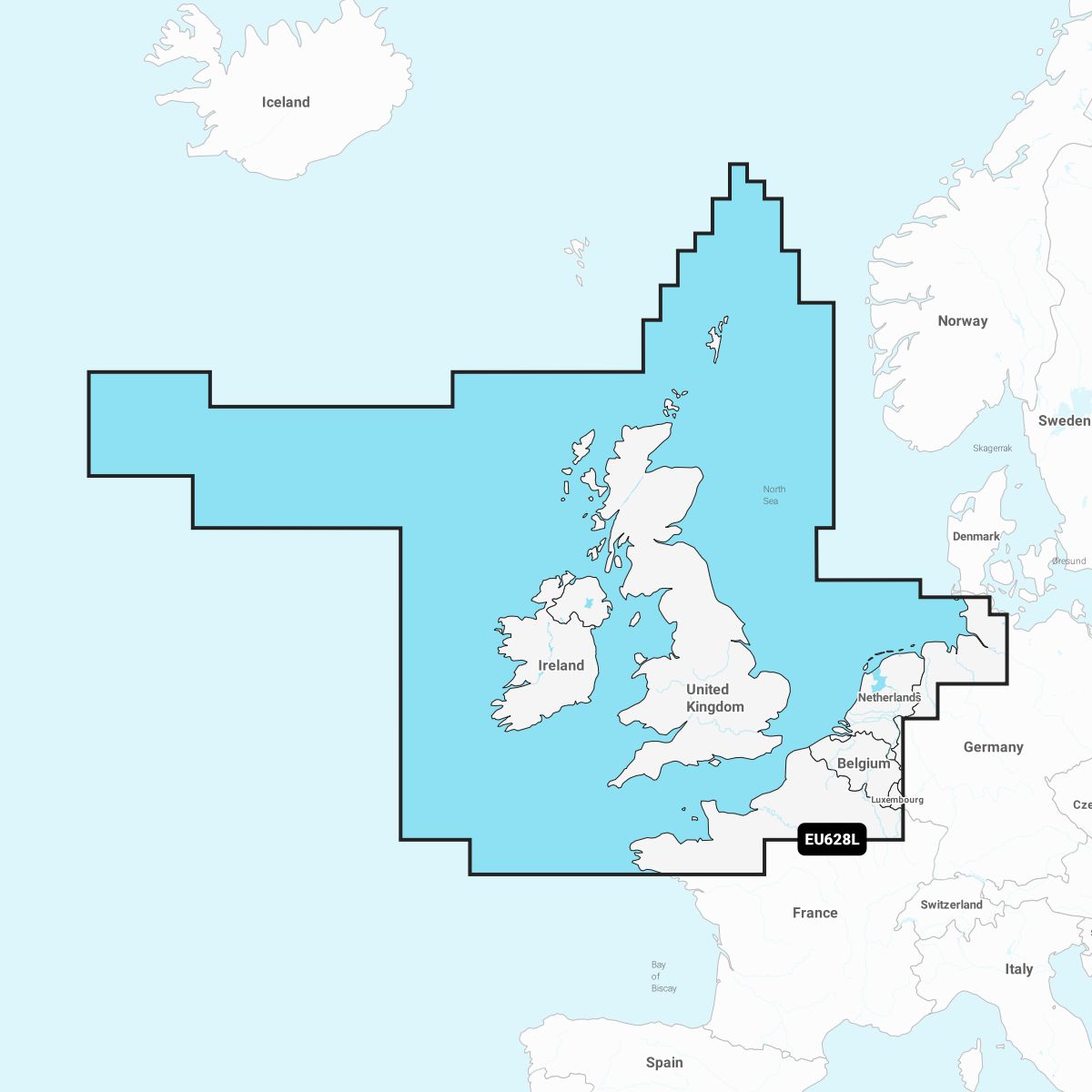Garmin Navionics+ EU628L Grossbritannien, Irland, deutsche Nordsee, Benelux, Frankreich NW-Küste