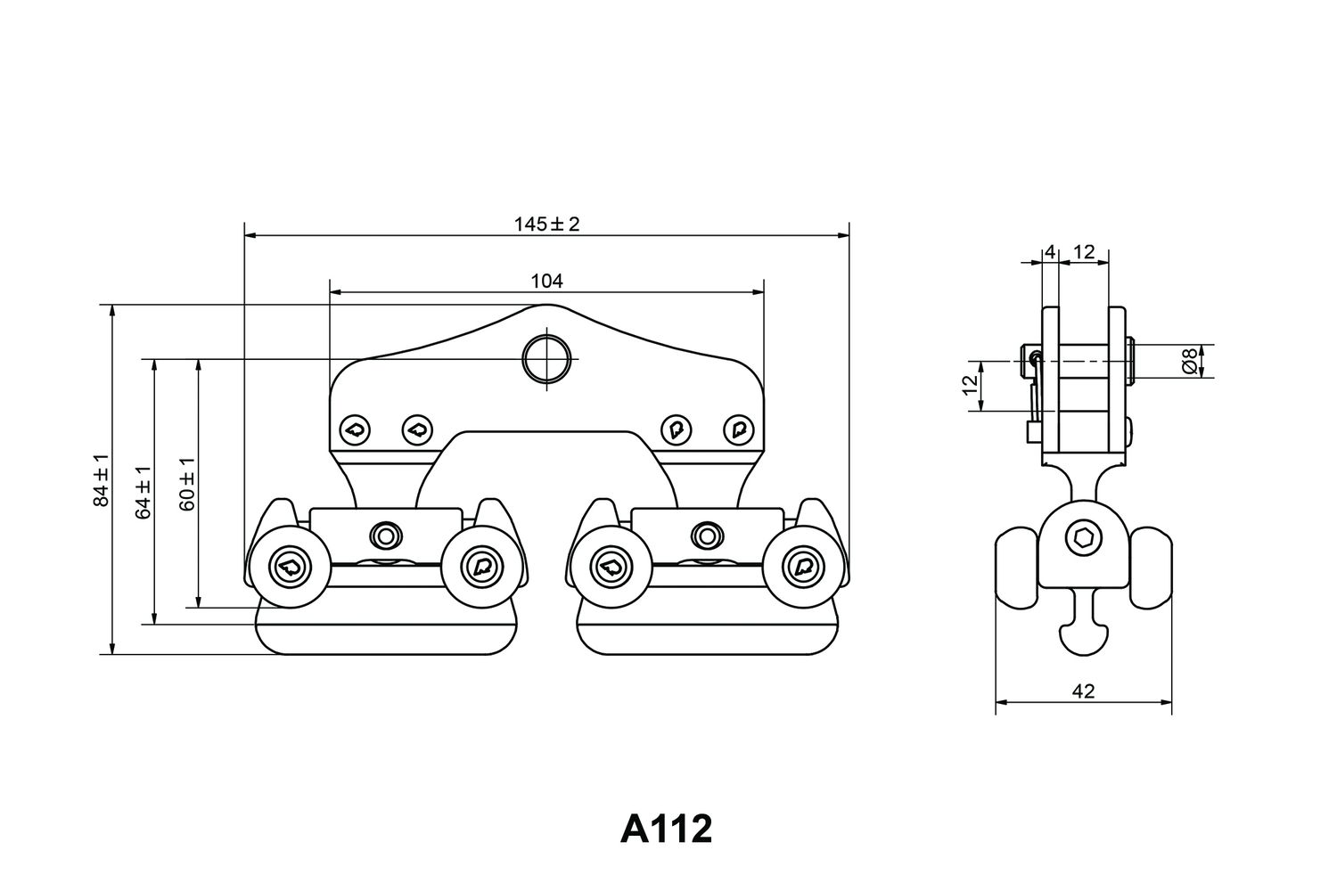 Kopfbrettrutscher A111.11mm mit Toggle . großes Rad Kopfbrettrutscher A111.11mm mit Toggle . großes Rad – Bild 2