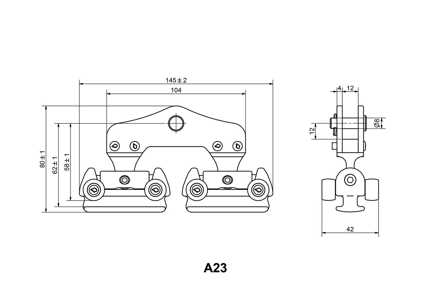 Kopfbrettrutscher A23.23mm mit Toggle Kopfbrettrutscher A23.23mm mit Toggle – Bild 2