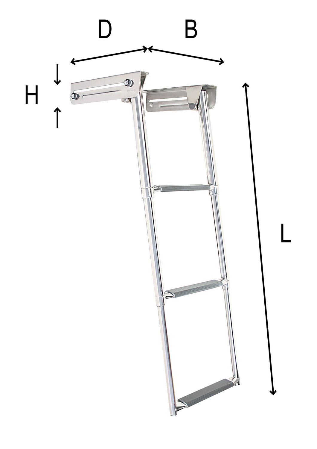 Batsystem Bootsleiter teleskopierbar mit Kassette L=880mm B=295mm D=300mm H=65mm 3 Stufen Kunststoff