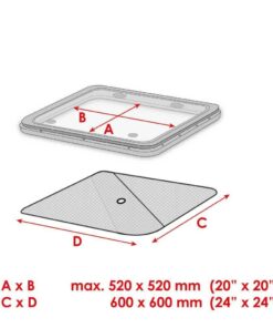 Waterline Moskitonetz verdunkelnd 600x600mm für Decksluken mit Innenmass 520x520mm Waterline Moskitonetz verdunkelnd 600x600mm für Decksluken mit Innenmass 520x520mm – Bild 4