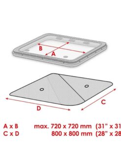 Waterline Moskitonetz verdunkelnd 800x800mm für Decksluken mit Innenmass 720x720mm Waterline Moskitonetz verdunkelnd 800x800mm für Decksluken mit Innenmass 720x720mm – Bild 4