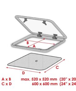 Waterline Moskitonetz 600x600mm für Decksluken mit Innenmass 520x520mm Waterline Moskitonetz 600x600mm für Decksluken mit Innenmass 520x520mm – Bild 3