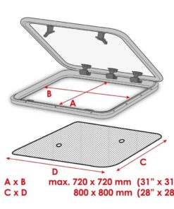 Waterline Moskitonetz 800x800mm für Decksluken mit Innenmass 720x720mm Waterline Moskitonetz 800x800mm für Decksluken mit Innenmass 720x720mm – Bild 3