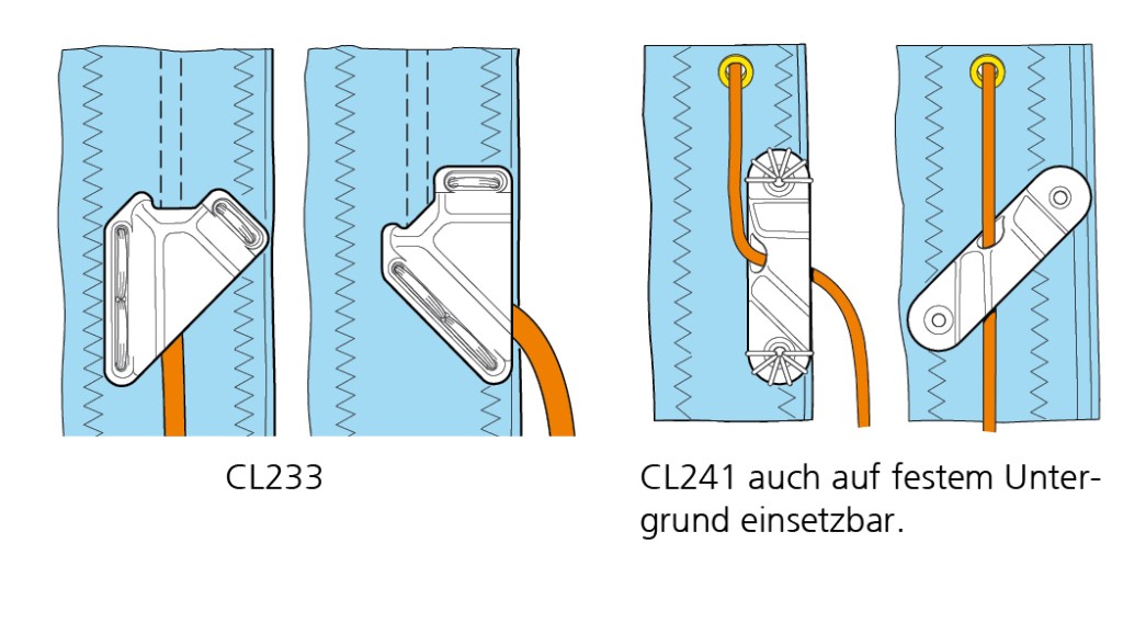 CLAMCLEAT Racing Sail Line Backbord für Seil 3-6mm Nylon weiß 100St. CLAMCLEAT Racing Sail Line Backbord für Seil 3-6mm Nylon weiß 100St.