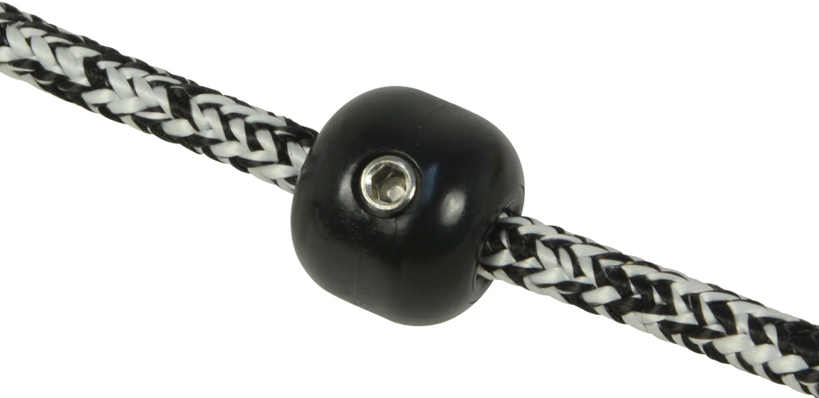 CLAMCLEAT Schraubstopper-Ball PE/A4 20mm, für Seil 6mm, schwarz CLAMCLEAT Schraubstopper-Ball PE/A4 20mm, für Seil 6mm, schwarz