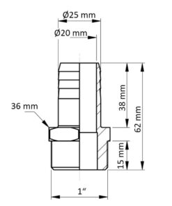 Vetus Schlauchtülle m. Außengewinde G 1' Bronze Schlauchtülle G1 x 25 mm, mit Außengewinde