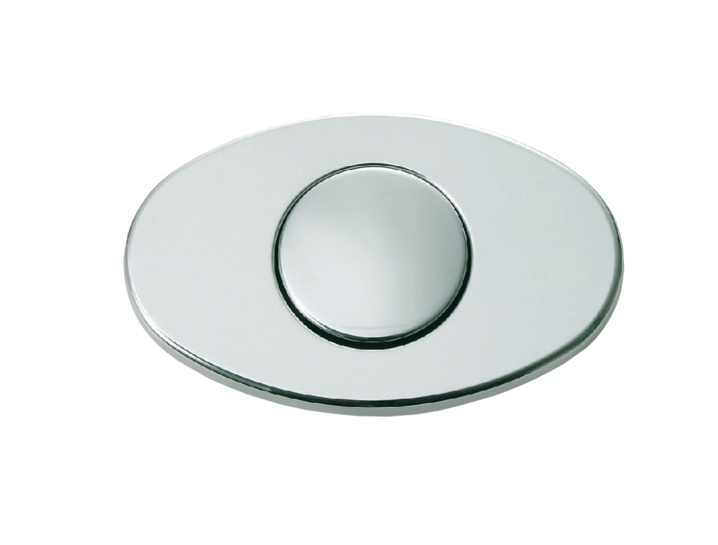Druckknopfriegel mit Rosette oval verchromt Druckknopfriegel mit Rosette oval verchromt
