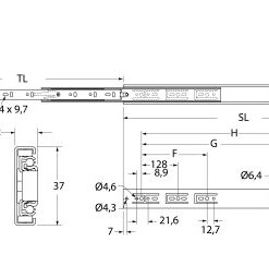 Vollauszug Edelstahl 600mm