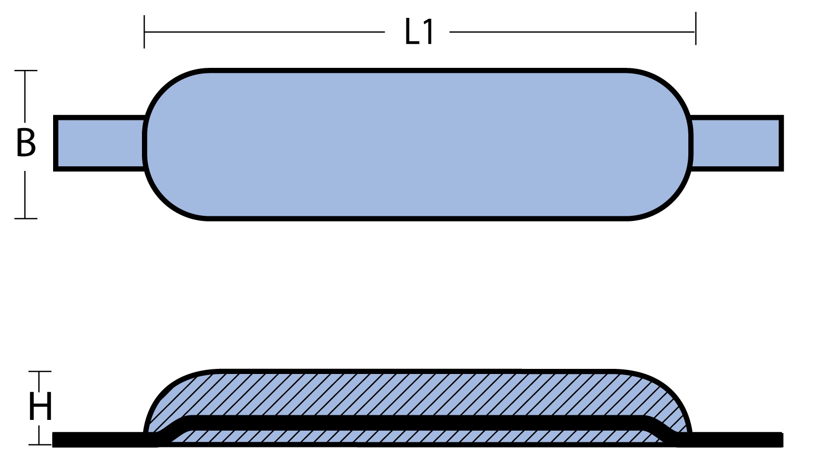 Rumpfanode zum Anschw., oval Mg 200x70x25mm + Laschen Rumpfanode zum Anschw., oval Mg 200x70x25mm + Laschen