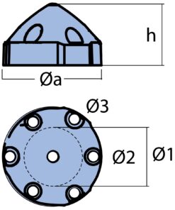 Propelleranode Zn 61mm, 6-Loch Verschraubung für Max Prop MP63R Propelleranode Zn 61mm, 6-Loch Verschraubung für Max Prop MP63R