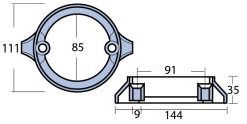 Magnesium Anode Ring Volvo Duo Prop 290 Magnesium Anode Ring Volvo Duo Prop 290