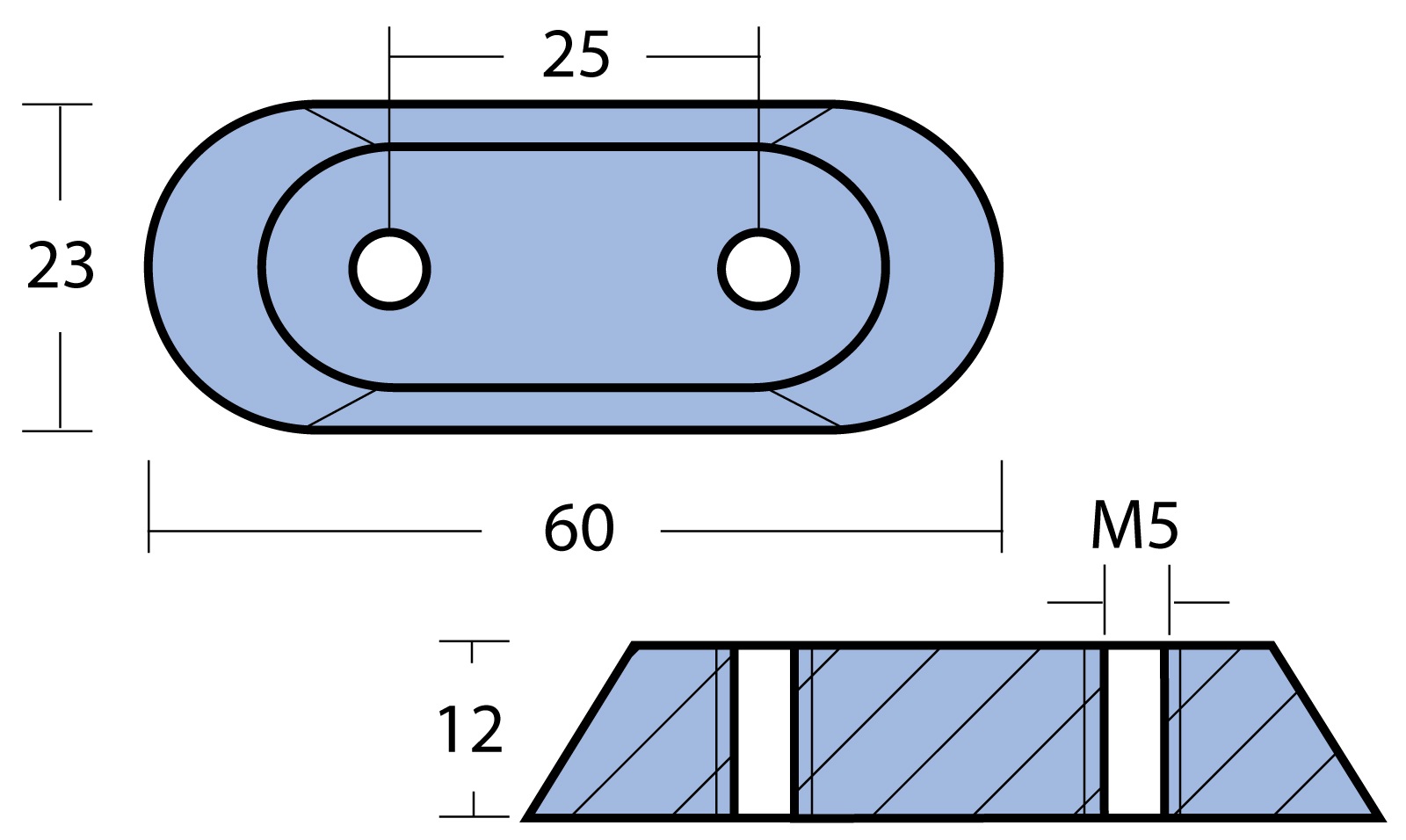 Stabanode Alu 60x23x12mm für Johnson/Evinrude 2-150PS Spiegelbeschlag Stabanode Alu 60x23x12mm für Johnson/Evinrude 2-150PS Spiegelbeschlag
